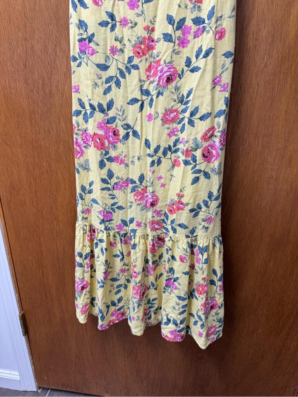 Kiel James Patrick Flower Garden Sleeveless Midi Dress Linen Blend Yellow 0 - Picture 8 of 13